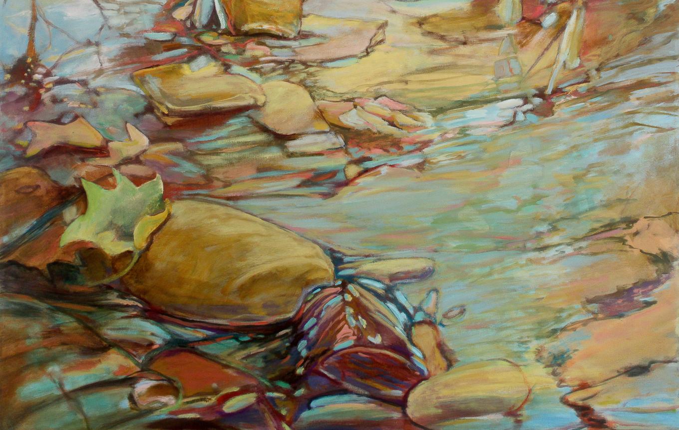 September, Abstrakte Kunst, Zeitgenössische Kunst, Reflection Series of Water &Glass (Braun), Landscape Painting, von Ellen Hart