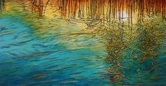 Sunglow 36" x 70" Olio su tela Paesaggio contemporaneo Artista texano $5200