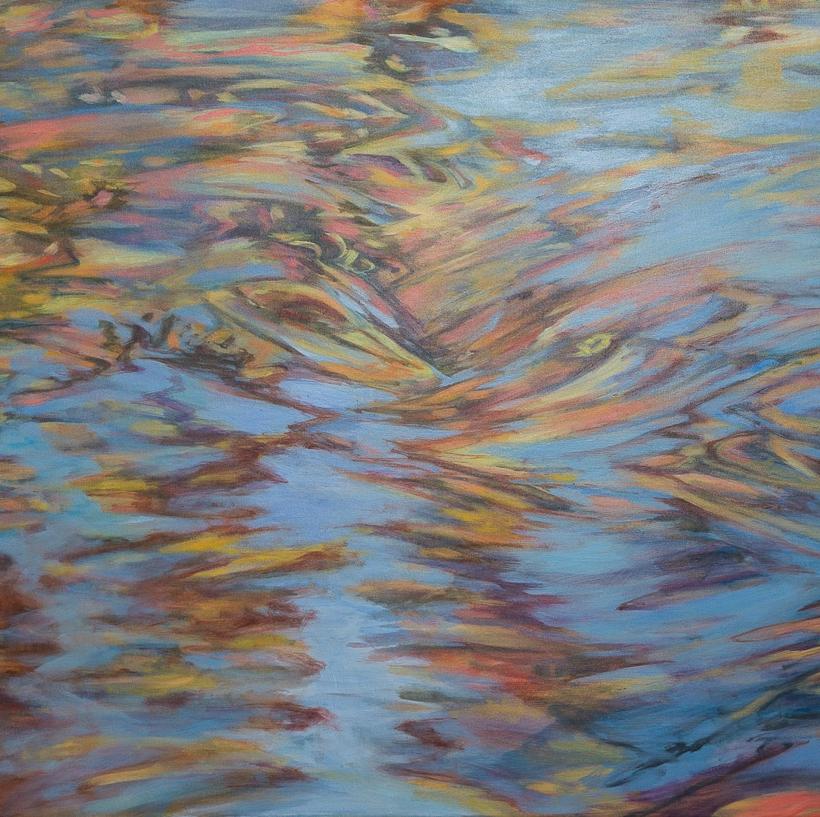Sunrise Mist, oil and acrylic painting, in the Abstract Expressionism Style. - Painting by Ellen Hart