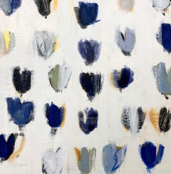 Tulips 1, peinture acrylique abstraite bleu-gris 