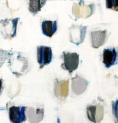 Blaugraue Tulpen 3 (Aquamarine), abstraktes Acrylgemälde 