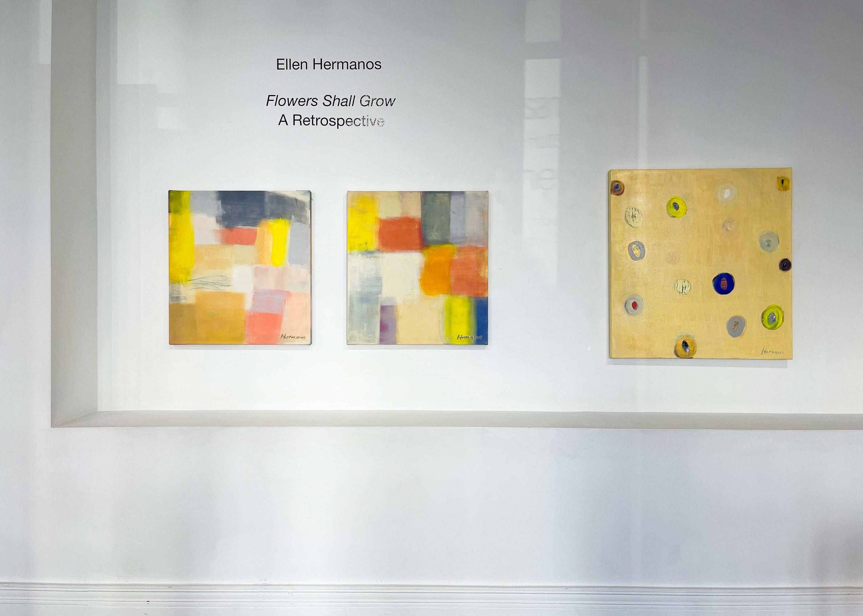Butterfield, pois, motivo, giallo, pastello - Painting di Ellen Hermanos