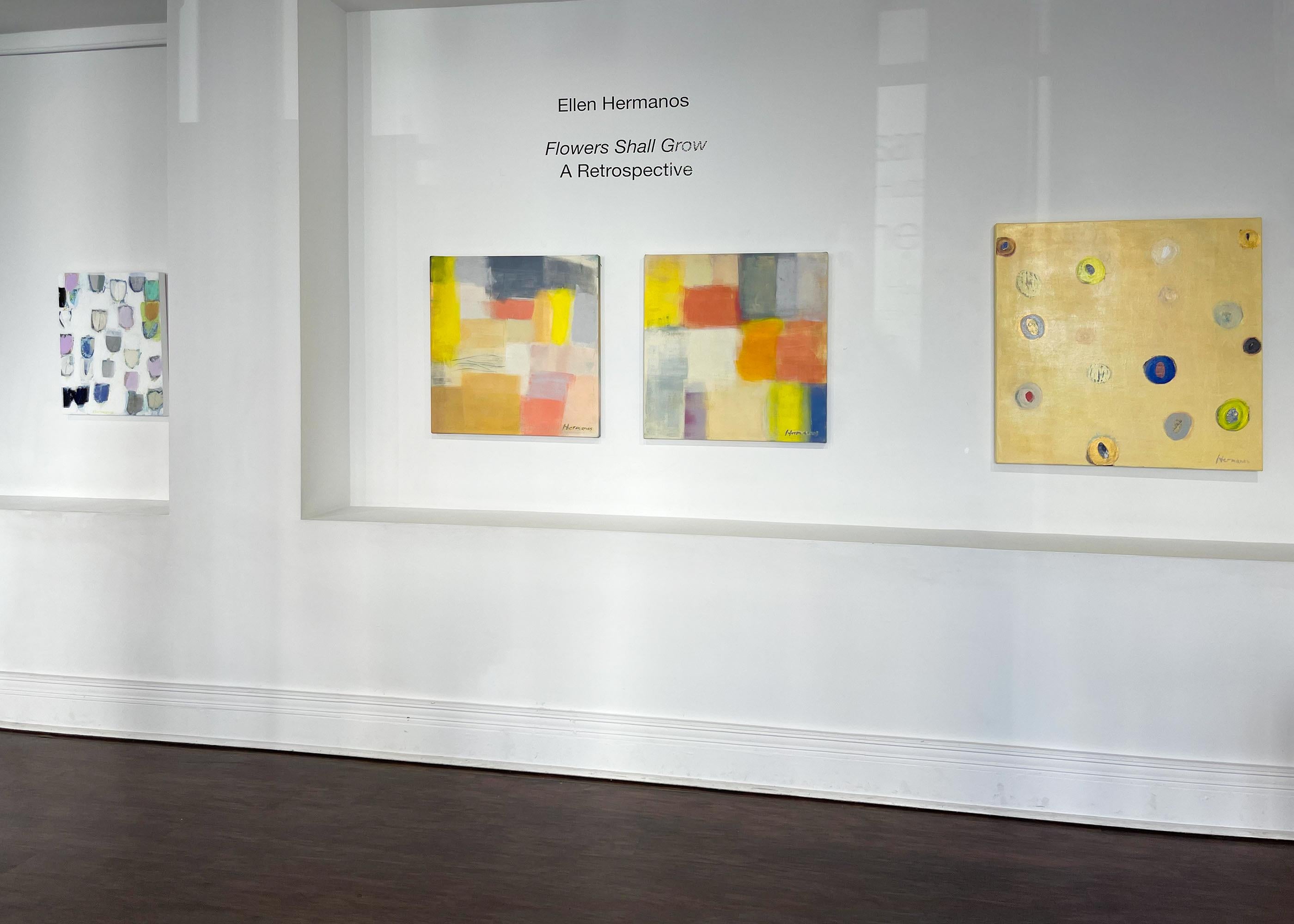 Butterfield, pois, motivo, giallo, pastello - Abstract Painting Arancia di Ellen Hermanos