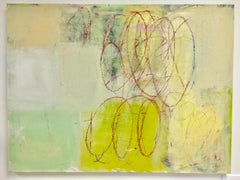 Jade Variations, bright green and yellow abstract painting on canvas