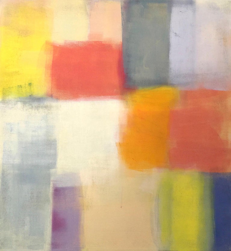 Ellen Hermanos - Mid-Century II, soft pastel abstract painting on canvas,  pink and yellow at 1stDibs | soft abstract art, soft abstract painting, abstract  soft pastel