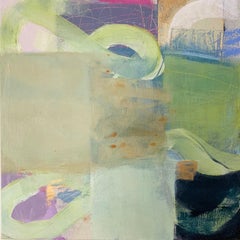 « Please Call Me Back », peinture abstraite verte et violette sur toile
