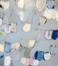 Tulips with Blue Notes, abstract acrylic painting