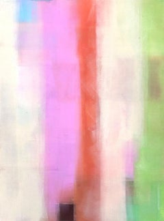Abstraktes Gemälde auf Leinwand in Violett, Rot und Grün, Vibe