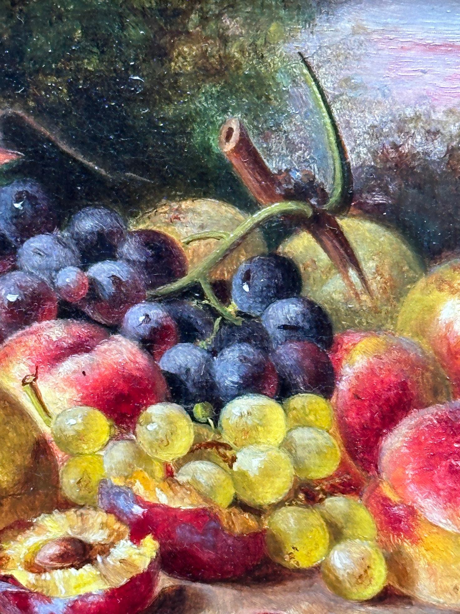 Englisches Stillleben aus dem 19. Jahrhundert mit Früchten, Äpfeln, Birnen, Birnenblüten, Vögeln und Blumen im Angebot 1