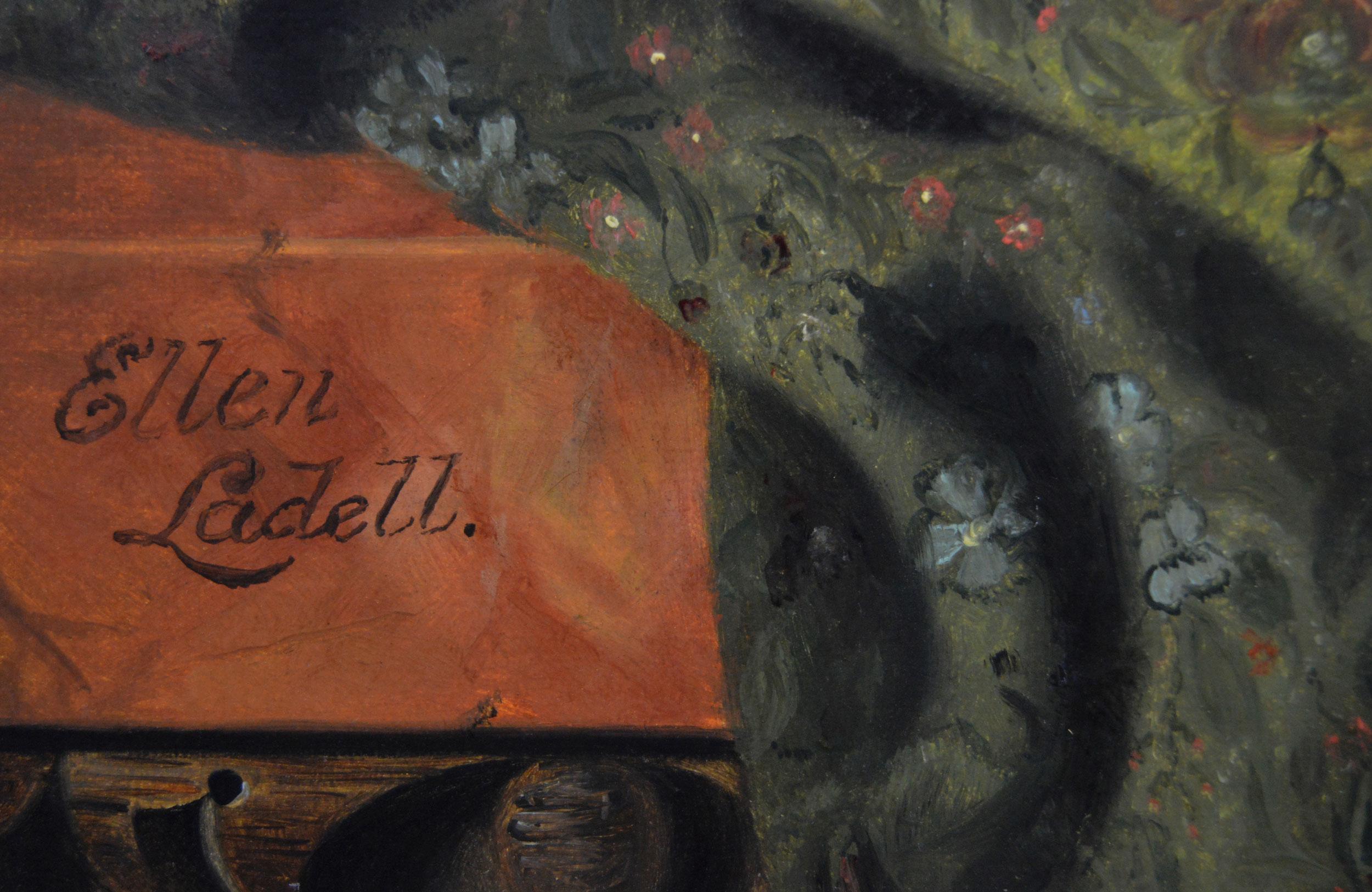 Ellen Ladell
Britannique, (1853-1912)
Nature morte aux fruits et oiseaux exotiques 
Huile sur toile posée sur carton, signée
Taille de l'image : 17,5 pouces x 13,5 pouces 
Dimensions, y compris le cadre : 24,75 pouces x 20,75 pouces
Provenance :