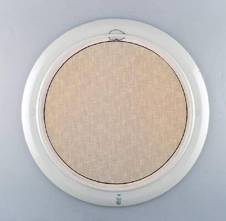 Faïence Ellen Malmer pour Royal Copenhagen:: grand miroir rond en faïence émaillée en vente