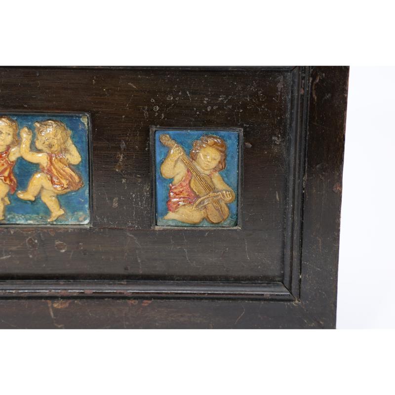 Ellen Mary Rope for Della Robbia. Small picture frame with three plaster plaques For Sale 5