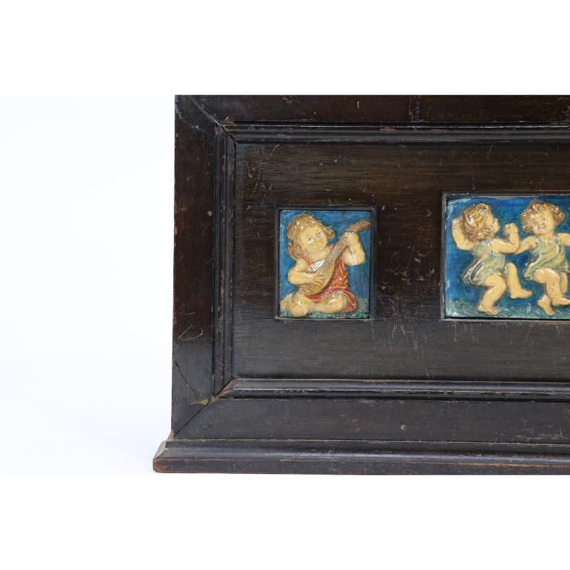 Ellen Mary Rope for Della Robbia. Small picture frame with three plaster plaques For Sale 2