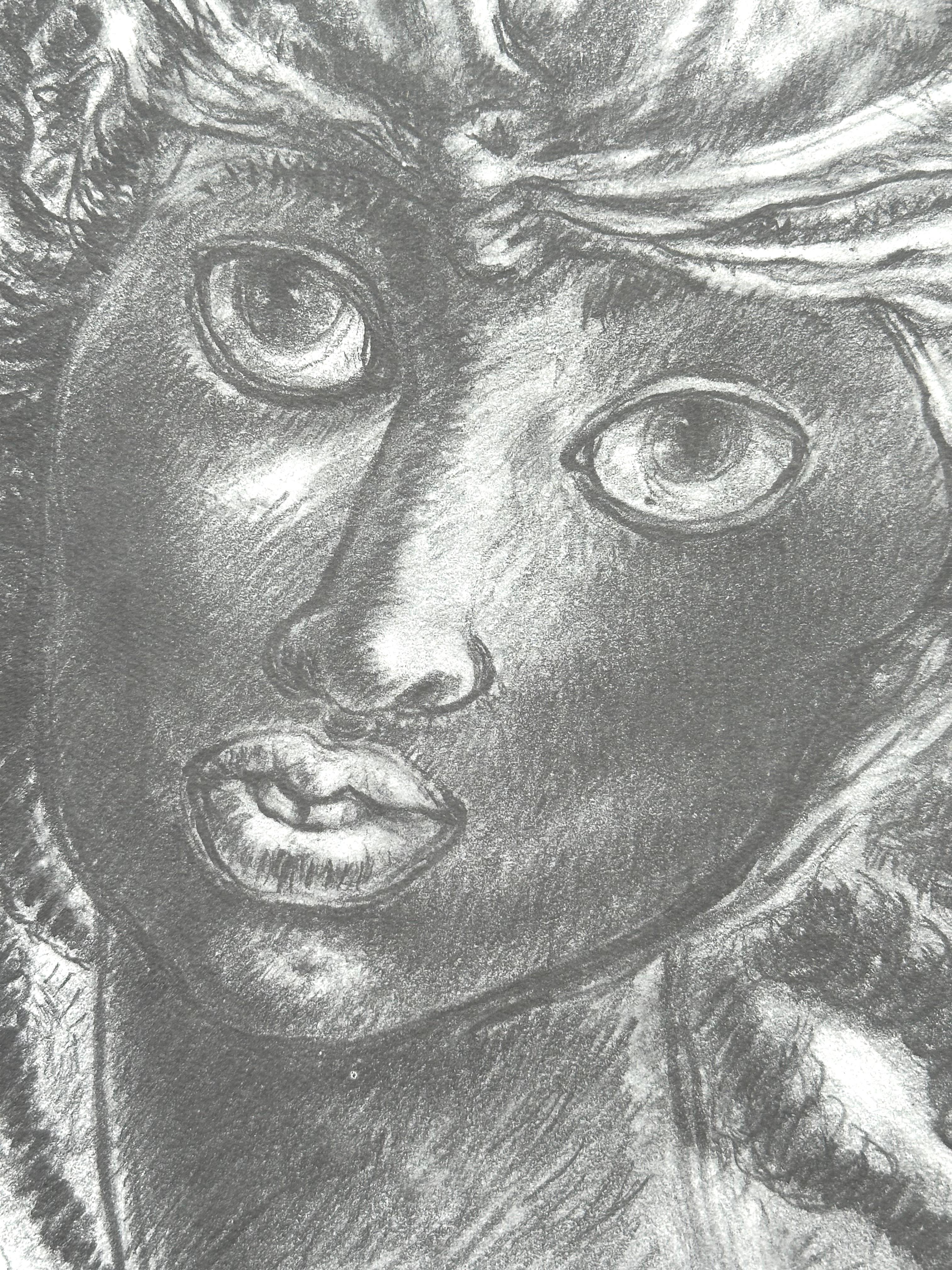 Weibliches Porträt (Kopf einer schwarzen Frau) Schwarzer Künstler – Print von Ellen Powell Tiberino