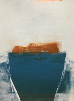 Blaue blaue Schale mit Clementinen von Ellen Rolli, gerahmtes kleines abstraktes Stillleben