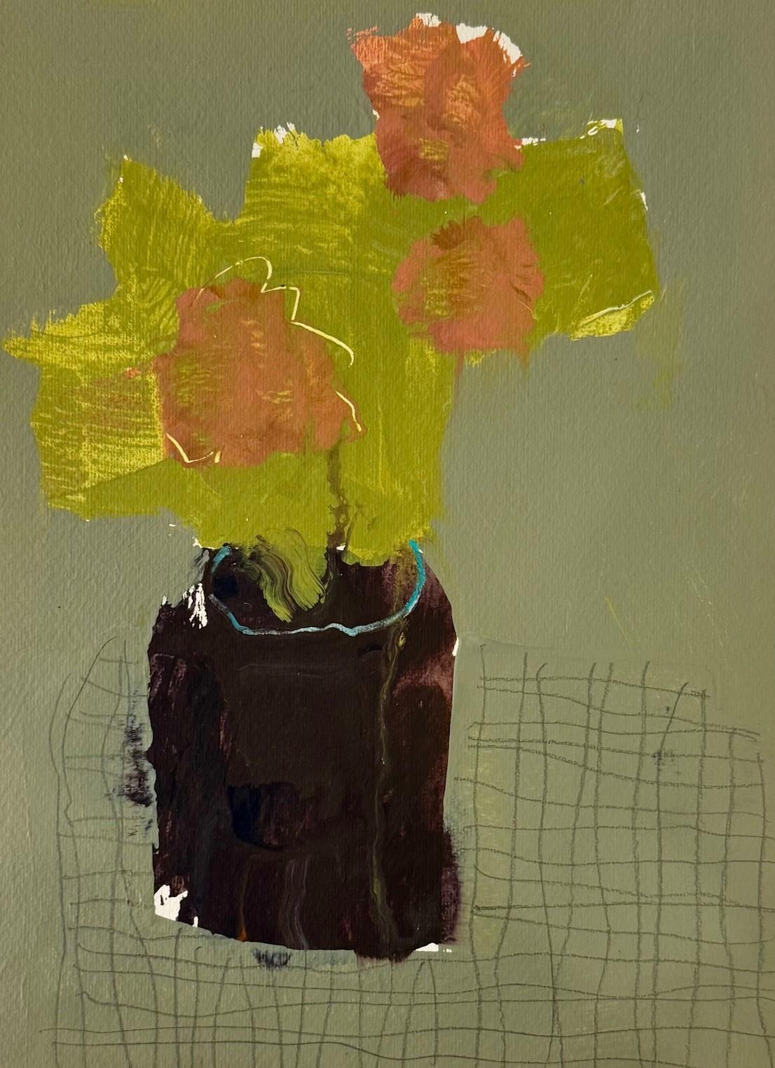 Dark Vessel with House Plant by Ellen Rolli, Contemporary Still Life