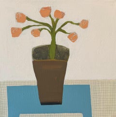 Interior with Clay Pot and Flowers by Ellen Rolli, Contemporary Still Life