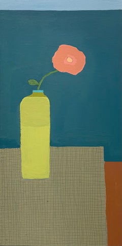 Interior with Vessel and Floral Stem, Contemporary Still Life Painting