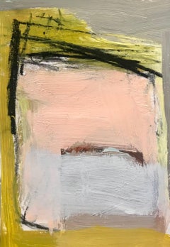 Just Peachy, Vertical Acrylic and Mixed Media on Paper Abstract Painting