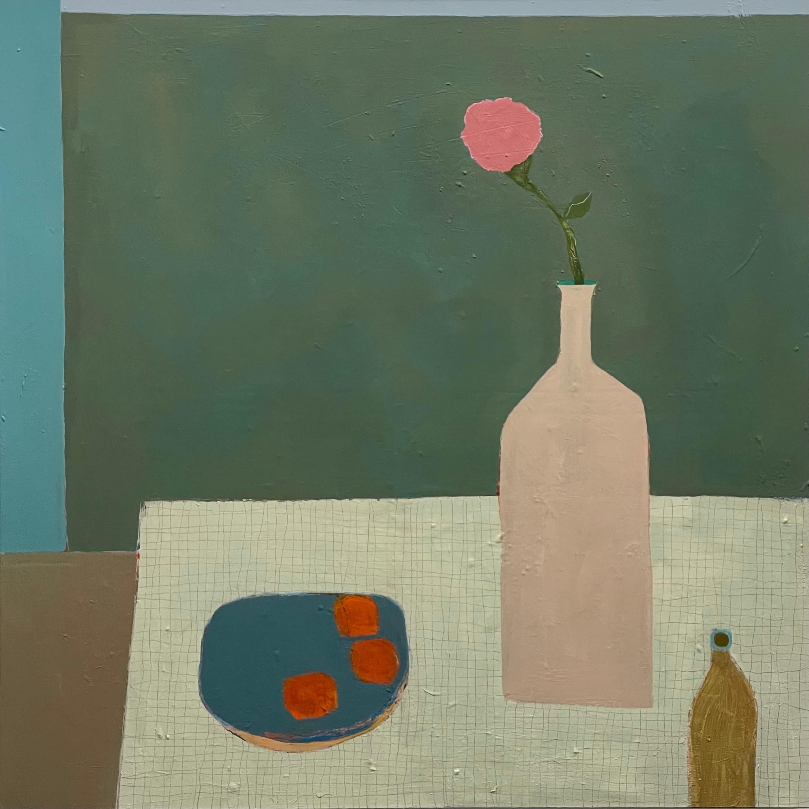 Still-Life Painting Ellen Rolli - Grande nature morte contemporaine sur toile 48 x 48