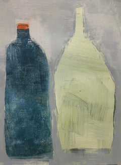 Haut orange d'Ellen Rolli, petite nature morte abstraite verticale encadrée