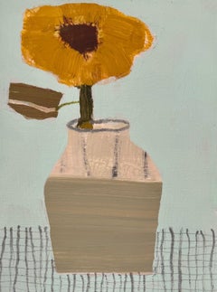 Pottery Vessel with Sunflower by Ellen Rolli, Contemporary Still Life
