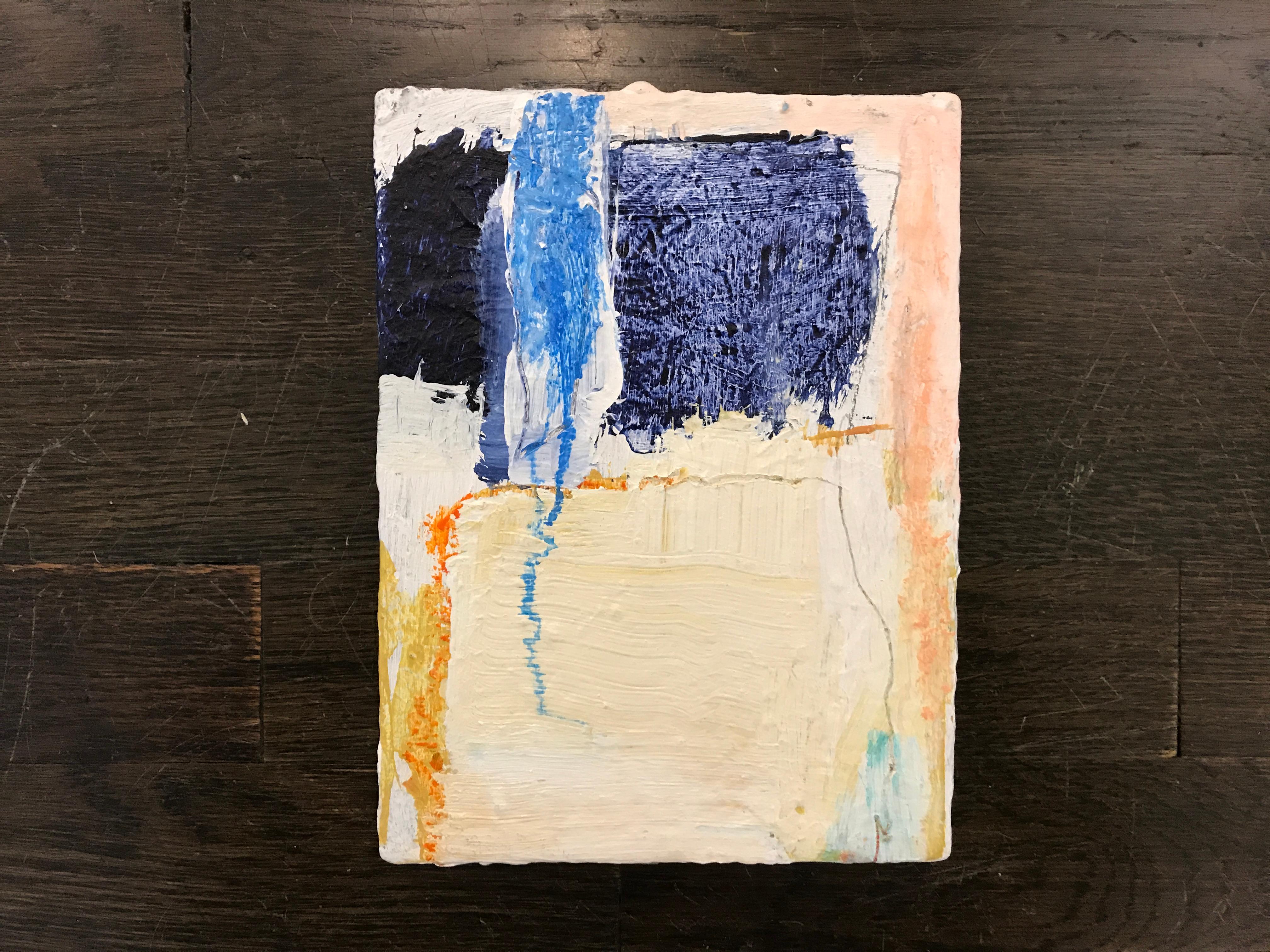 This little abstract painting is part of a 5 piece series, all of which are picture in an included image.  The artist has signed on the back.

Ellen earned her degree in Art Education with a minor in Painting at the Massachusetts College of Art in