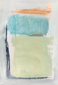 Summer #2, Petite Vertical Abstract Painting on Paper