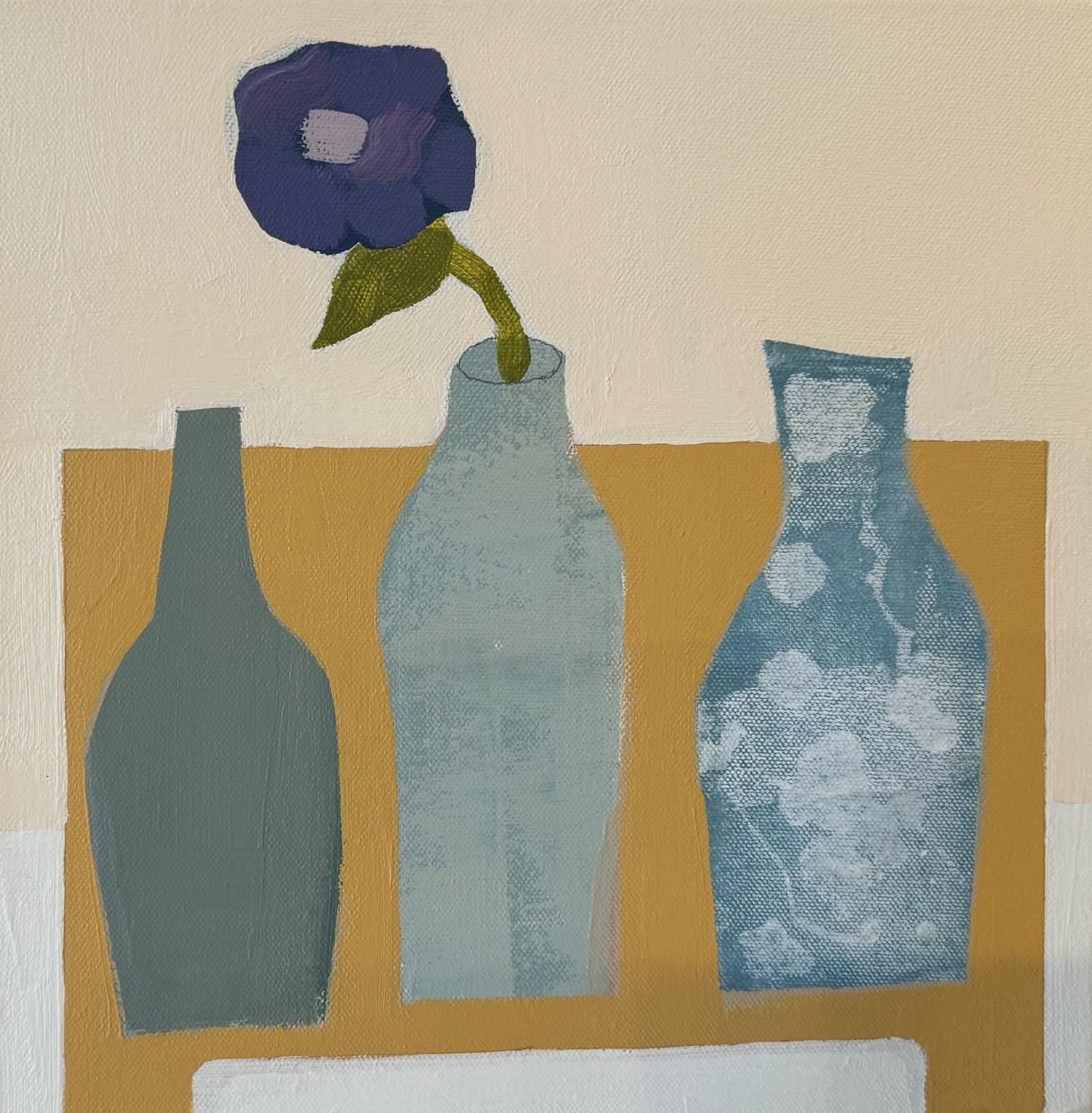 Elevate your space with Trio of Vessels and A Purple Stem, a sophisticated 12 x 12-inch acrylic painting by Ellen Rolli. With expressive brushstrokes and a balanced composition, this piece exudes modern elegance while maintaining a timeless charm.