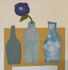 Trio de vases et une tige pourpre par Ellen Rolli, Nature morte contemporaine
