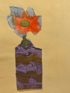 Vaso e stelo di fiore immaginario di Ellen Rolli, Acrilico contemporaneo su carta