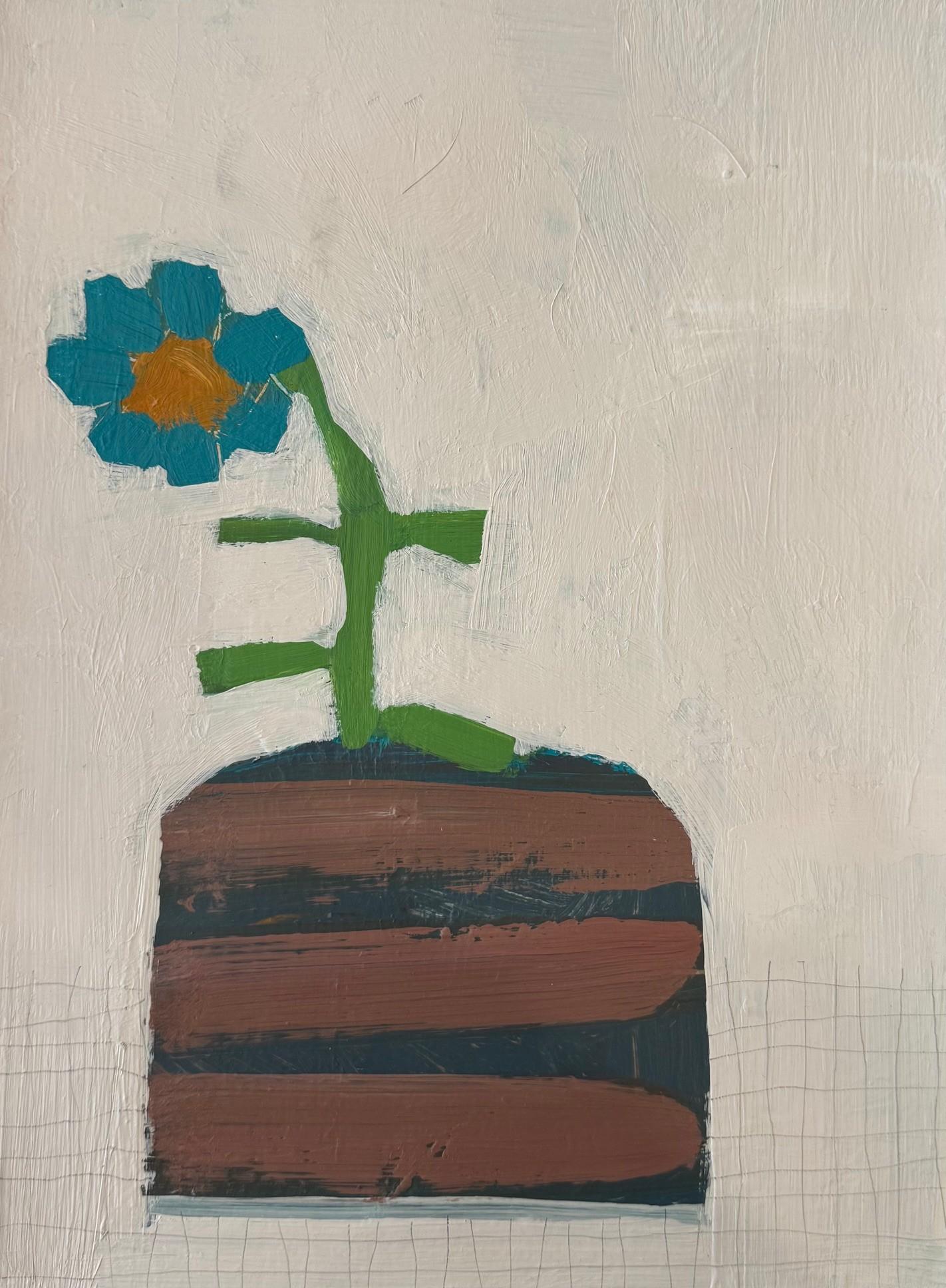 Vasija con rayas atrevidas" de Ellen Rolli es una encantadora composición de bodegón realizada en técnica mixta sobre papel. Con unas medidas de 12 x 9 pulgadas, esta pieza muestra el estilo distintivo del artista y su dominio de la composición. Un