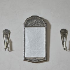 Ellen Victoria Kajerdt Repoussé Swedish Grace Pewter Mirror and Sconces
