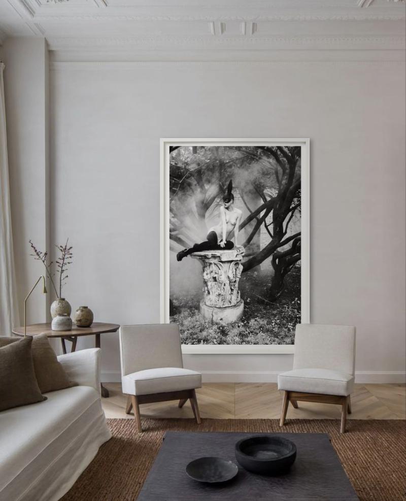 Bunny on pedestal - nude model with bunny ears For Sale 3