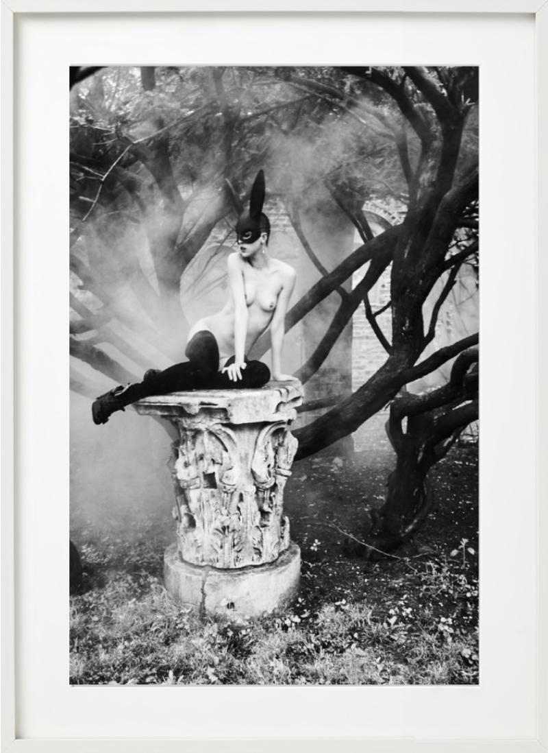 Bunny on pedestal - nude model with bunny ears For Sale 2