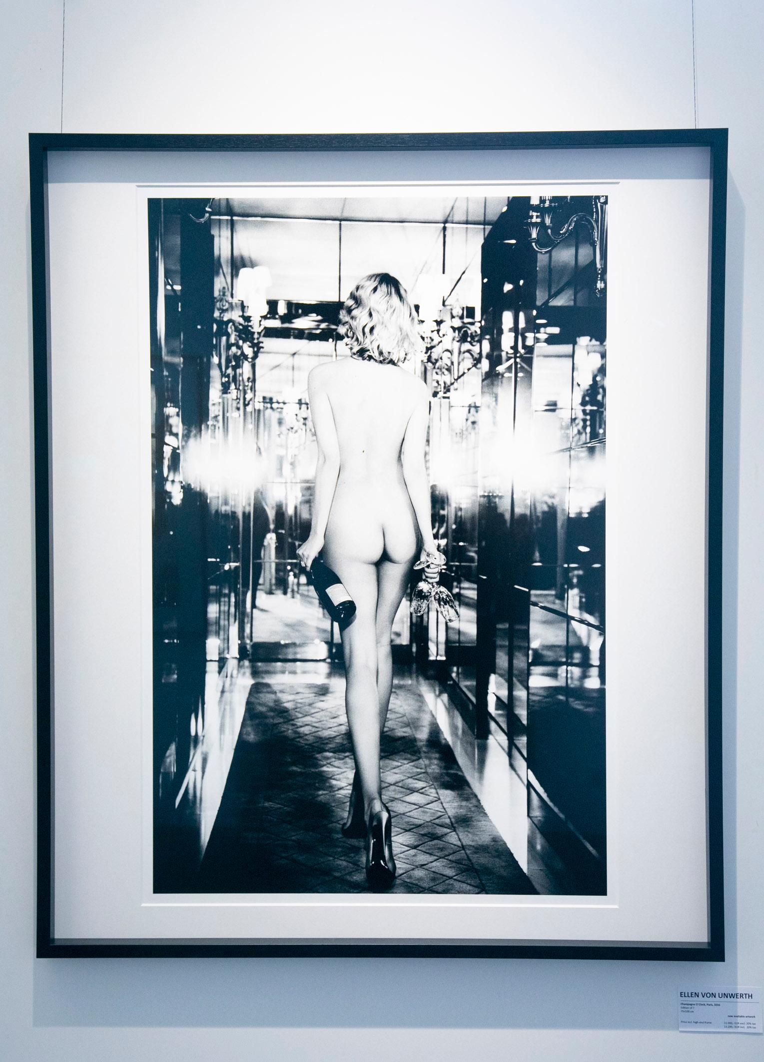 Champagne O'Clock - b&w nude model from behind  - Photograph by Ellen von Unwerth
