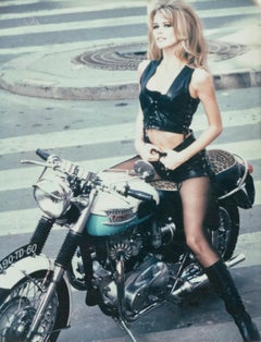 Claudia Schiffers - Hells Angels, Vélo Polaroid, Photographie Fine Art, 1989