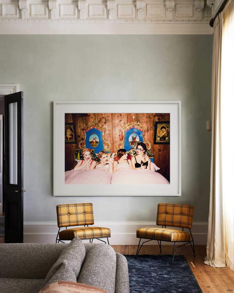 Four Girls in bed in a traditional mountain cabin, Photographed by Ellen von Unwerth in 2015 for her ‘Heimat’ Series. 

All prints are limited edition. Available in multiple sizes. High-end framing on request.

All prints are done and signed by the