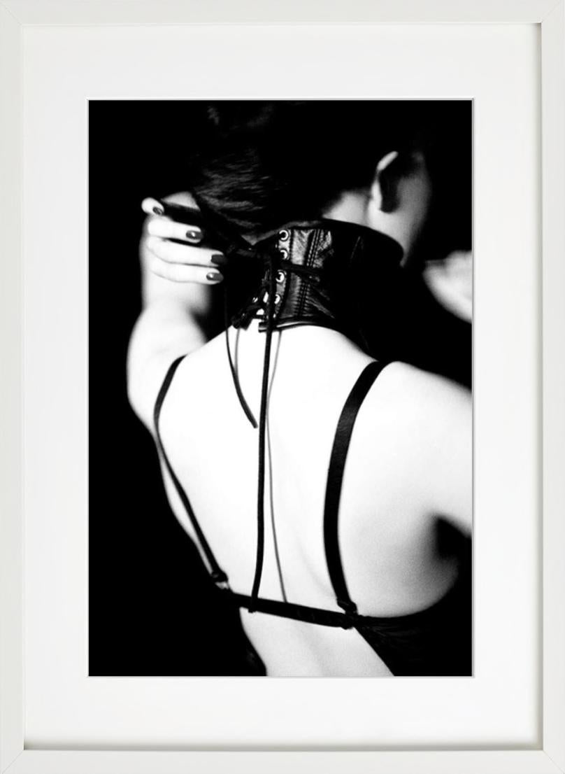 Halskrause - model in black lingerie and choker, fine art photography, 2010 For Sale 1