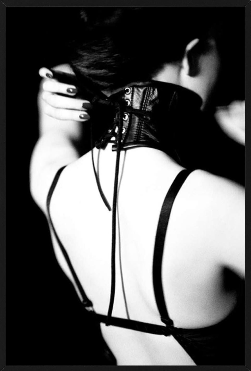 Halskrause - model in black lingerie and choker, fine art photography, 2010 For Sale 4