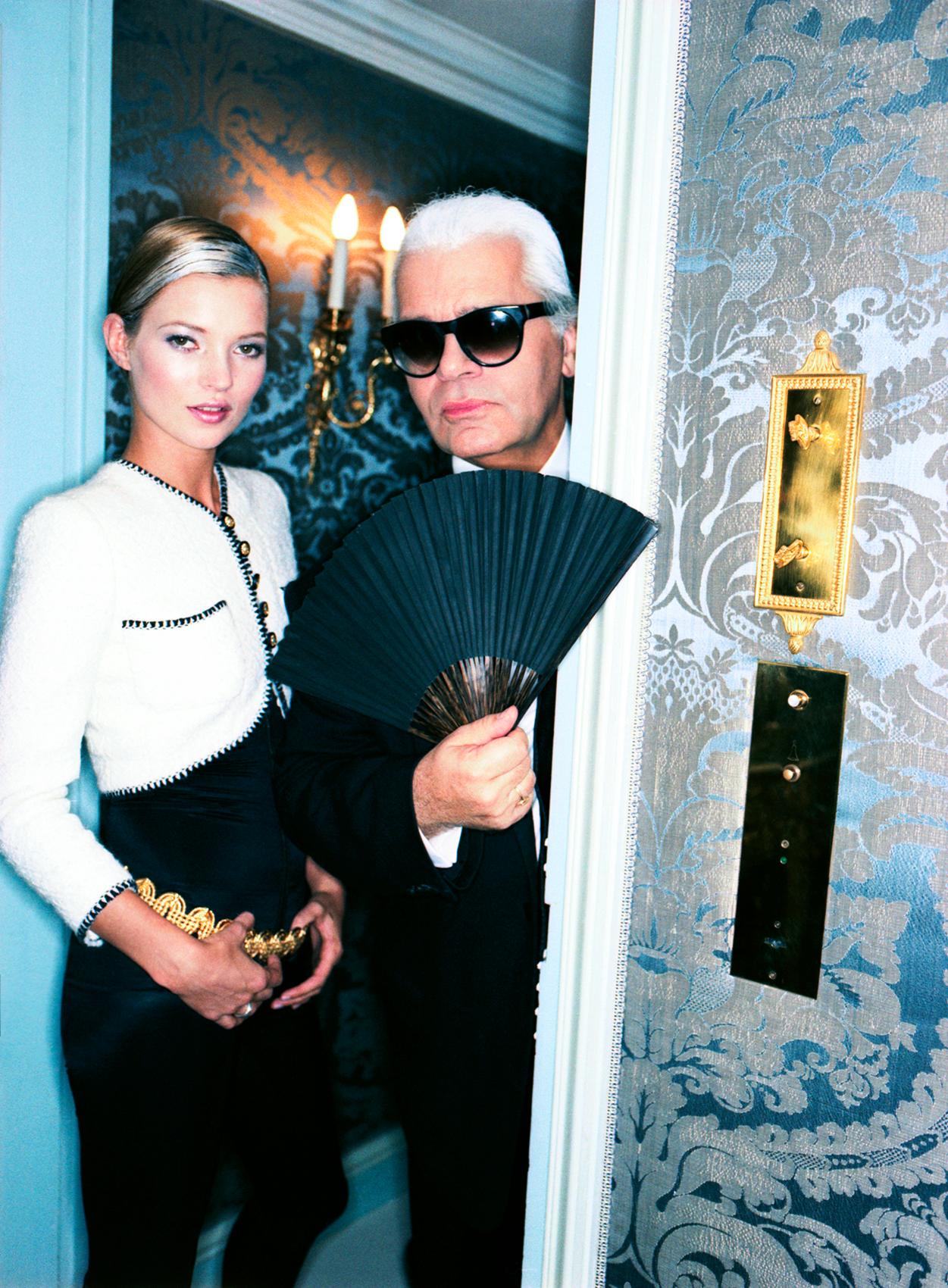 Ellen von Unwerth Color Photograph - Kate Moss and Karl Lagerfeld, Paris, 1996