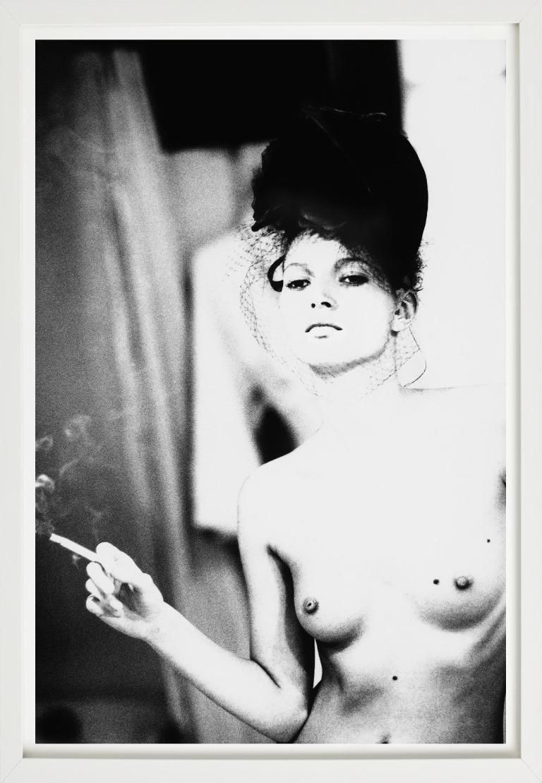 Kate Moss smoking - b&w nude portrait of supermodel, fine art photography, 1996 For Sale 3