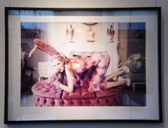 Little Beast - Model Posing in Pink Latex Dress, High Heels, and Bunny Ears