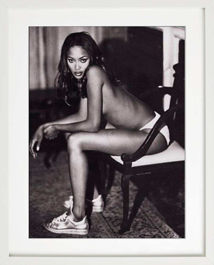 'Naomi Campbell' - the nude Supermodel in Sneakers, fine art photography, 1994 - Photograph by Ellen von Unwerth