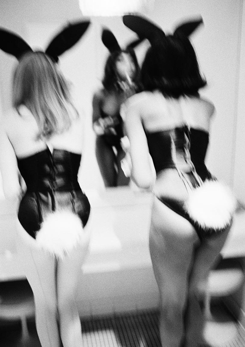 Ellen von Unwerth Nude Photograph - Playboy Bunnies, NYC - Models in front of a mirror, fine art photography, 1995