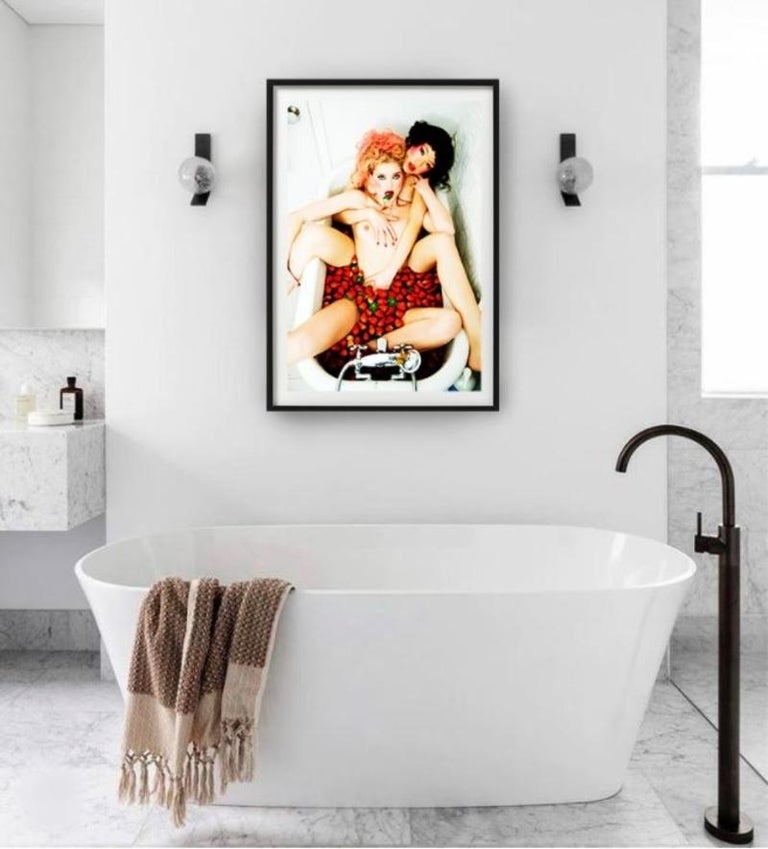 Sangria - two models taking a bath with strawberries - Contemporary Photograph by Ellen von Unwerth