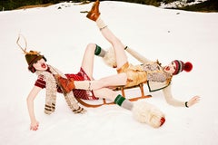 Sleigh Play - Models in Lederhosen playing in snow, Fine Art Photography 2015