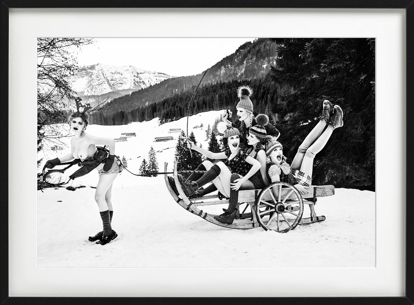 Snowy Sled - Heimat, Fine Art Photography, 2015 (Grau), Color Photograph, von Ellen von Unwerth