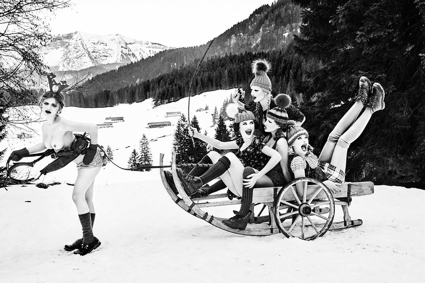 «Trineo en la nieve», impresión contemporánea con tintas pigmentadas de calidad de archivo, firmada, 2015