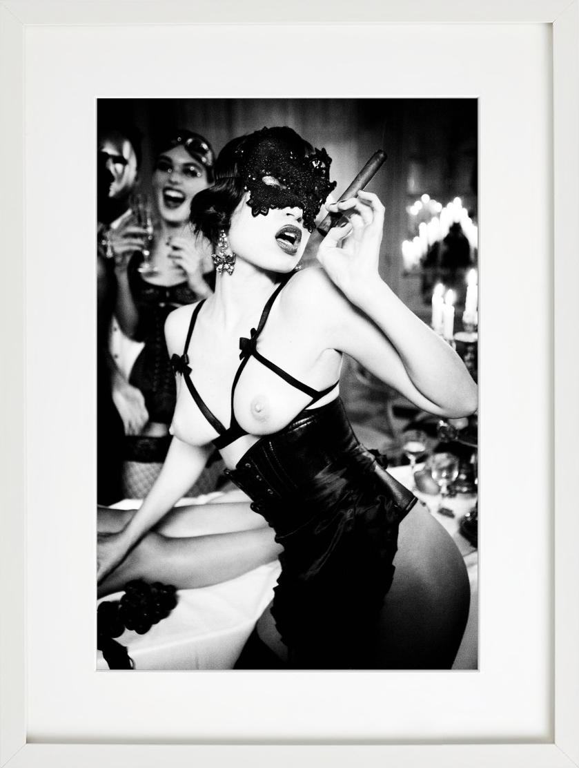 Smoke, The Story of Olga – nude with mask and cigar, fine art photography, 2011 - Photograph by Ellen von Unwerth